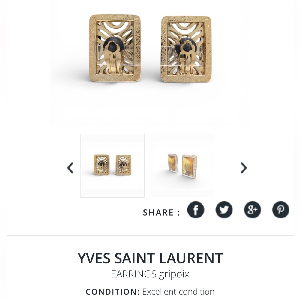Yves Saint Laurent Cabochon Rectangular Earrings - image 3
